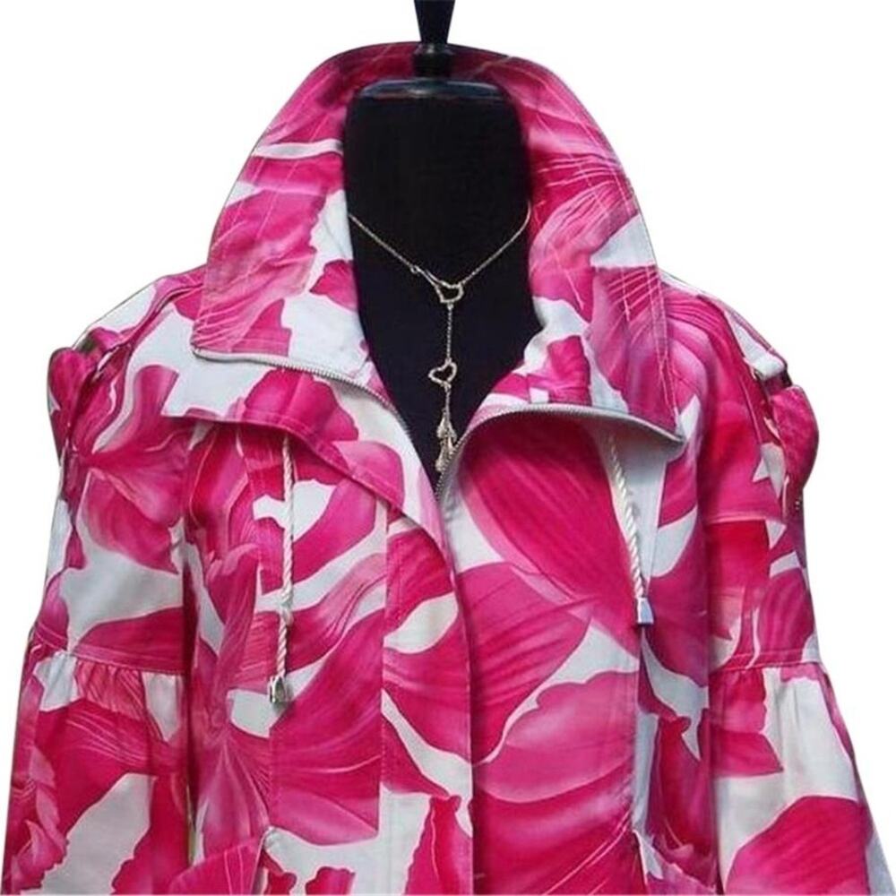 Cache Pink White Luxe Lined Event Top Jackie O Drawstring Jacket New NWT $158